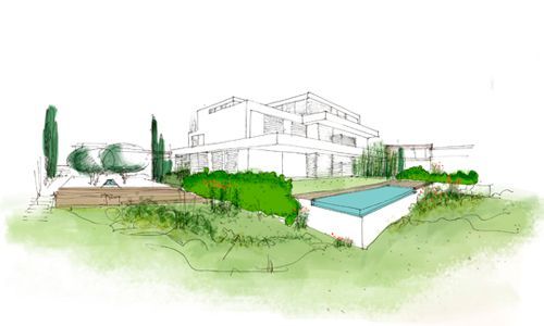 dibujo de un proyecto de paisajismo
