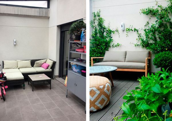 Antes y después de la reforma de esta terraza en Madrid